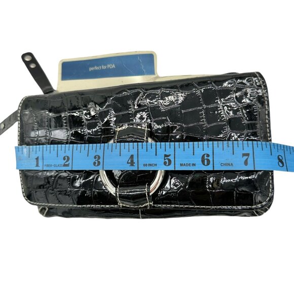 Rolfs Black Croc-Embossed Leather Wallet Clutch Card Holder Multiple Pockets - Picture 12 of 13